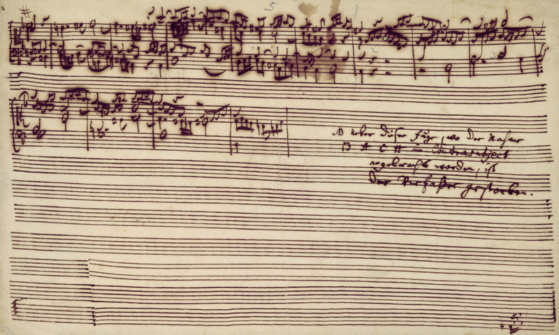 Last page of The Art of Fugue, 1740s (pen and ink on paper) van Johann Sebastian Bach