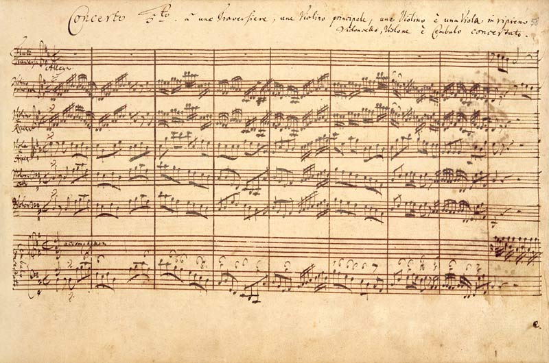 The Brandenburg Concertos, No.5 D-Dur, 1721 (pen and ink on paper) (see also 308416 and 308425) van Johann Sebastian Bach
