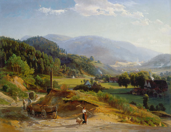 Landschaft mit Schmiede van Johann Wilhelm Schirmer