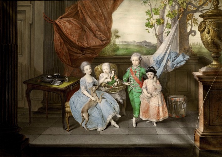 The children of Ferdinand of Parma (Louis, Carolina, Maria Antonia and Carlotta) van Johann Zoffani