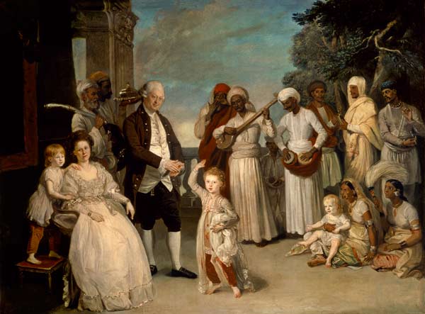 Sir Elijah and Lady Impey and Their Three Children van Johann Zoffany