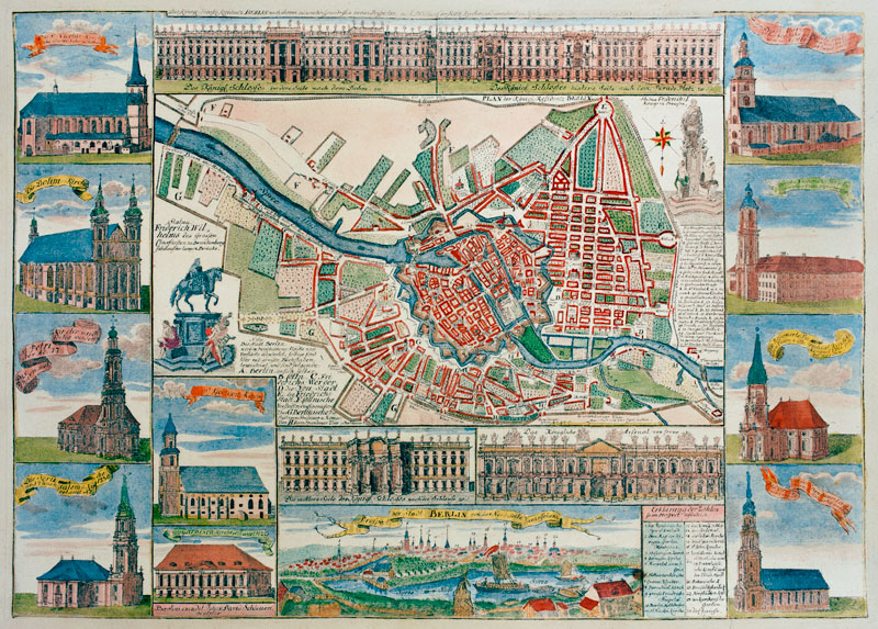 Berlin, town map 1749 van Johann David Schleuen