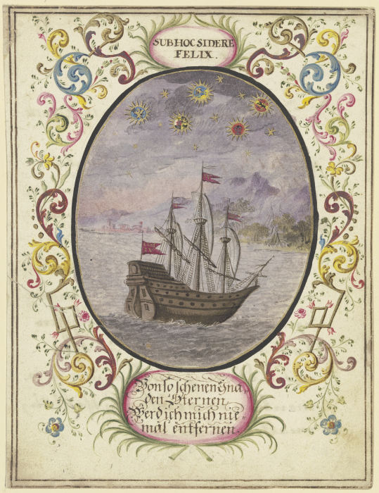 In einem Oval ein Schiff van Johannes Esaias Nilson
