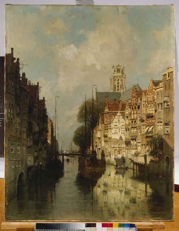 Ansicht des Voorstraathaven, Dordrecht. van Johannes Karel Christian Klinkenberg