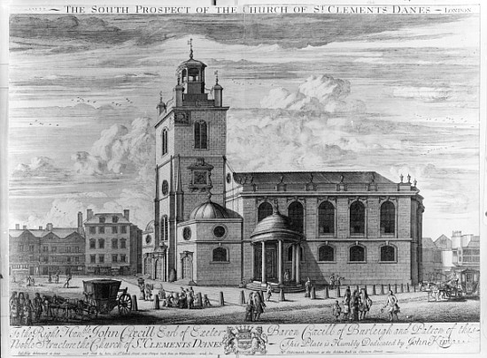 The South Prospect of the Church of St. Clements Danes, London van Johannes Kip