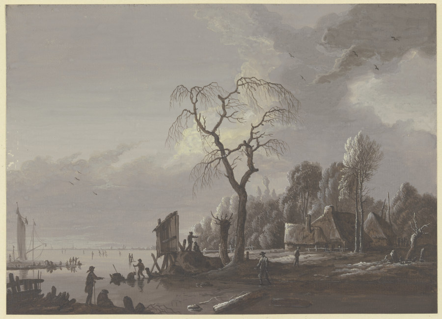 River scenery in the winter van Johann Friedrich Morgenstern