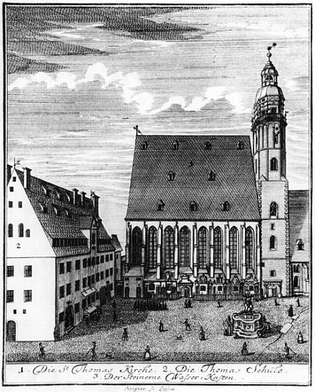 St. Thomas Church and School in Leipzig van Johann Gottfried Krugner