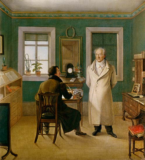 Goethe in seinem Arbeitszimmer - dem Schreiber John diktierend van Johann Joseph Schmeller