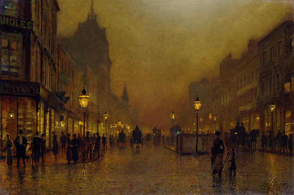 A Street at Night van John Atkinson Grimshaw