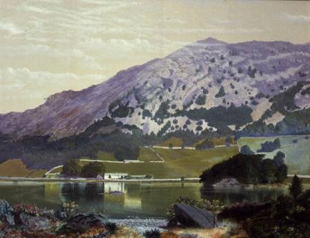 Nab Scar from the South Side of Rydal Water - Heather in Bloom, September van John Atkinson Grimshaw