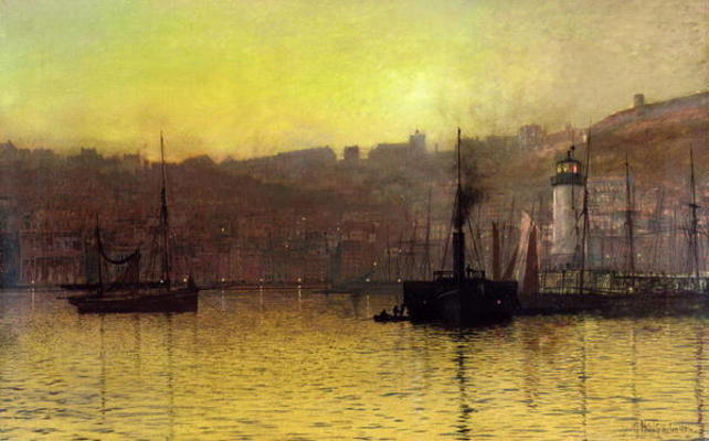 Nightfall in Scarborough Harbour, 1884 (oil on canvas) van John Atkinson Grimshaw