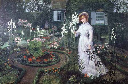 The Rector's Garden, Queen of the Lilies van John Atkinson Grimshaw