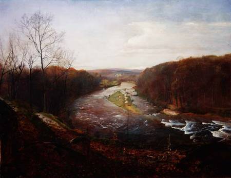 The Wharfe above Bolton Woods with Barden Tower in the Distance van John Atkinson Grimshaw