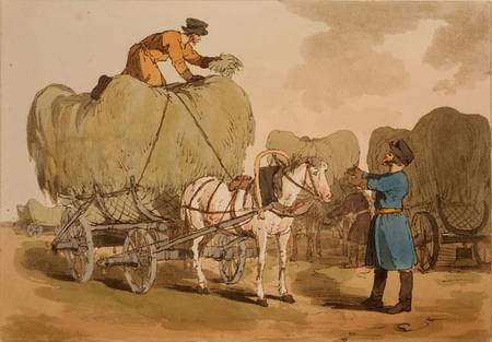 Hay Carts, plate 60 from Volume II of 'The Manners, Customs and Amusements of the Russians', etched van John Augustus Atkinson