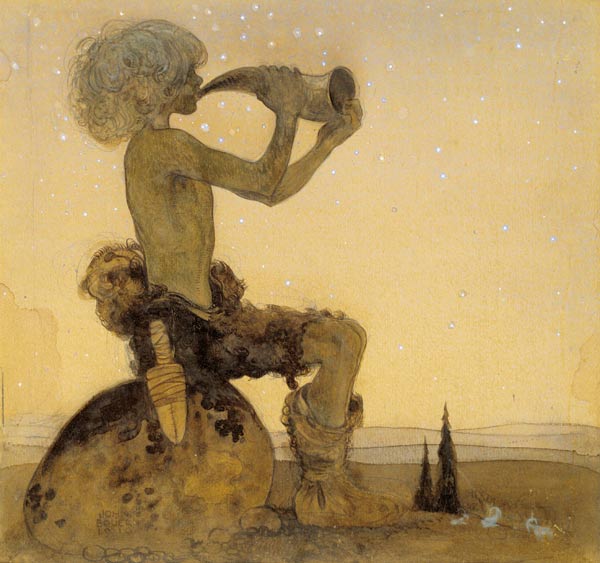 A Fairy Shepherd, 1910 (w/c on paper) van John Bauer