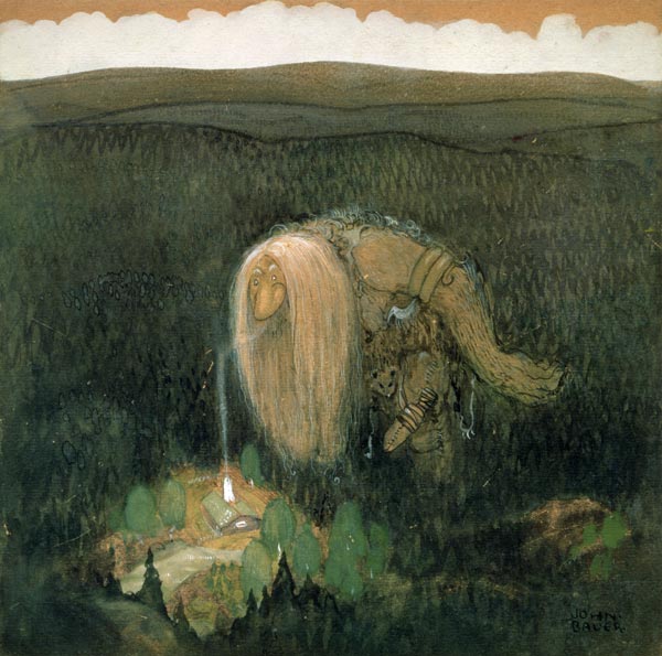 A Forest Troll, c.1913 (w/c on paper) van John Bauer
