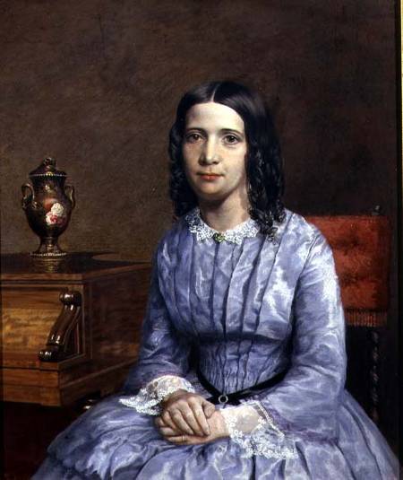 Portrait of Elizabeth Barrett Browning (1806-61) van John Brett