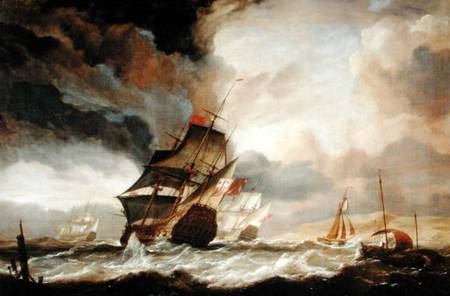 Ships of the Line Beating out to Sea van John Christian Schetky