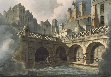 Inside of Queen's Bath, from 'Bath Illustrated by a Series of Views', engraved by John Hill (1770-18 van John Claude Nattes