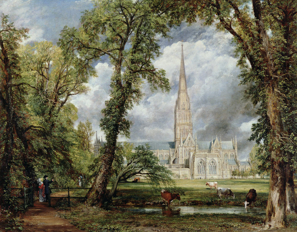 Die Kathedrale von Salisbury vom Garten des Bischofs aus gesehen van John Constable