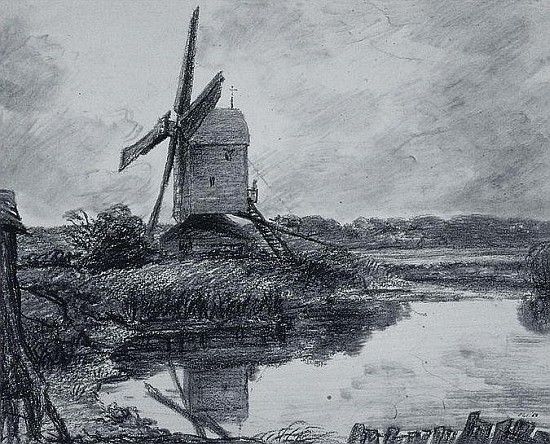 A mill on the banks of the River Stour van John Constable