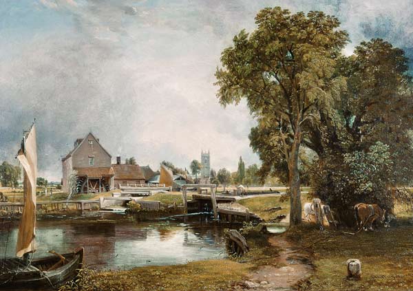 Schleuse und Mühle in Dedham van John Constable