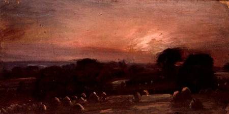 A Hayfield near East Bergholt at Sunset van John Constable