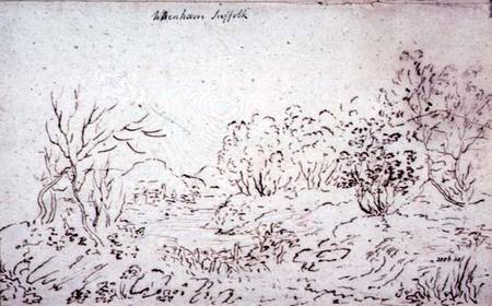 Landscape with a stream at Wenham van John Constable