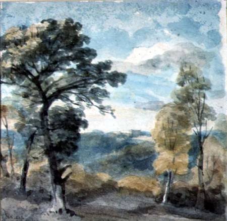 Landscape with Trees and a Distant Mansion van John Constable