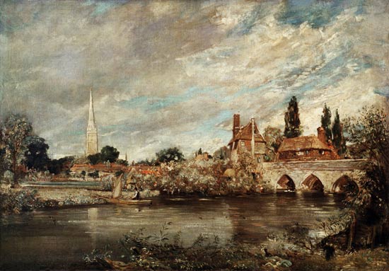 The Bridge of Harnham and Salisbury Cathedral van John Constable