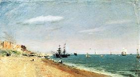 Strand von Brighton mit Segelschiffen