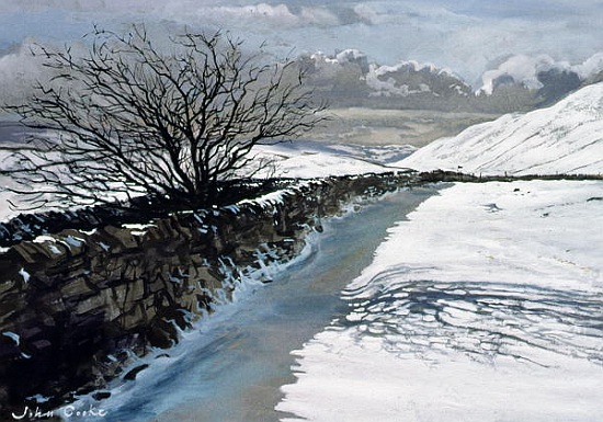 Snow Above Barbondale, Barbon, nr Kirby Lonsdale, Cumbria van John  Cooke