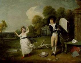 Henry Frederick Bouverie und seine Schwester beim Drachensteigen