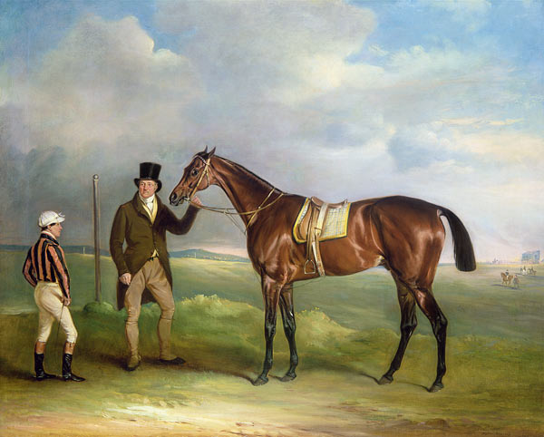The Marquess of Cleveland's 'Chorister', held by trainer John Day Snr., with jockey John Day Jnr., a van John E. Ferneley d.J.