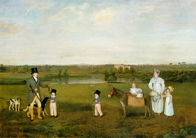 William Hetton Cooke with his Wife and Children at Worleston Rookery, Chester van John E. Ferneley d.J.