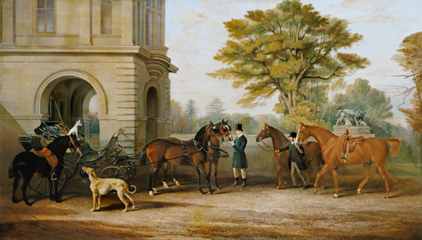 Lady Williams-Wynn's Pferde und eine Kutsche vor Schloss Wynnstay van John Frederick Herring d.Ä.