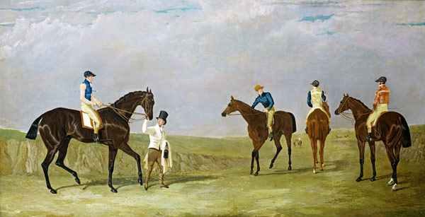 Preparing to start for the Doncaster Gold Cup, 1825, with Mr. Whitaker's "Lottery", Mr. Craven's "Lo van John Frederick Herring d.Ä.