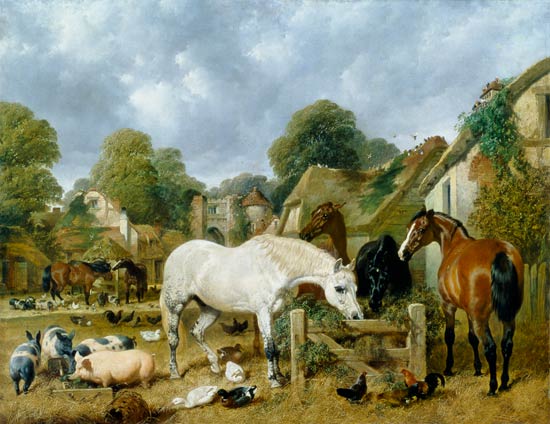 Horses in a Paddock van John Frederick Herring d.Ä.
