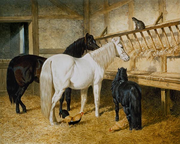 Ponies at the Manger van John Frederick Herring d.Ä.
