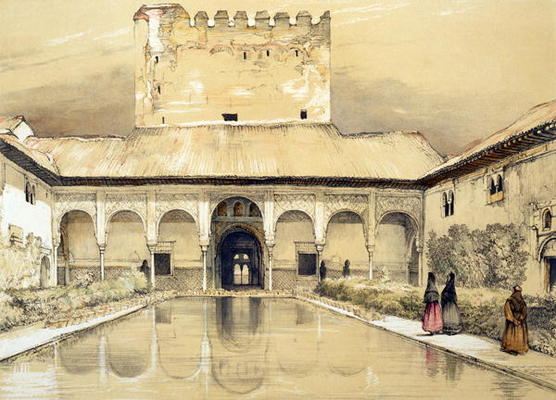 Court of the Myrtles (Patio de los Arrayanes) and the Tower of Comares, from 'Sketches and Drawings van John Frederick Lewis