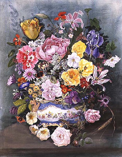 Flowers in a Sevres Jardiniere  van John  Gubbins