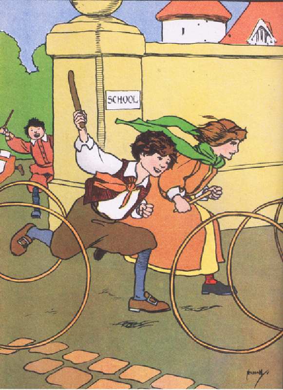 Coming out to play (Girls and Boys come out to play), from Blackies Popular Nursery Rhymes published van John Hassall