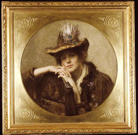 Woman with Peacock Feather Hat van John Henry Henshall