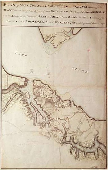 British map of the Siege of Yorktown van John Hills