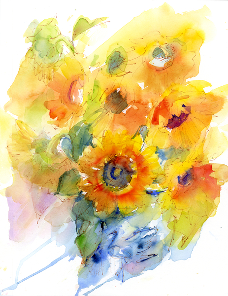 Sunflowers in vase van John Keeling
