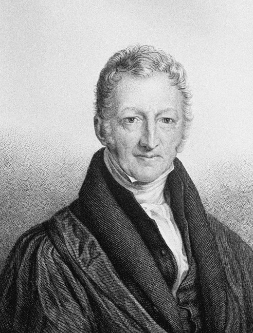 Portrait of Thomas Robert Malthus (1766-1834) van John Linnell