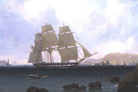 A Rigged Sloop of the White Squadron off Plymouth van John Lynn