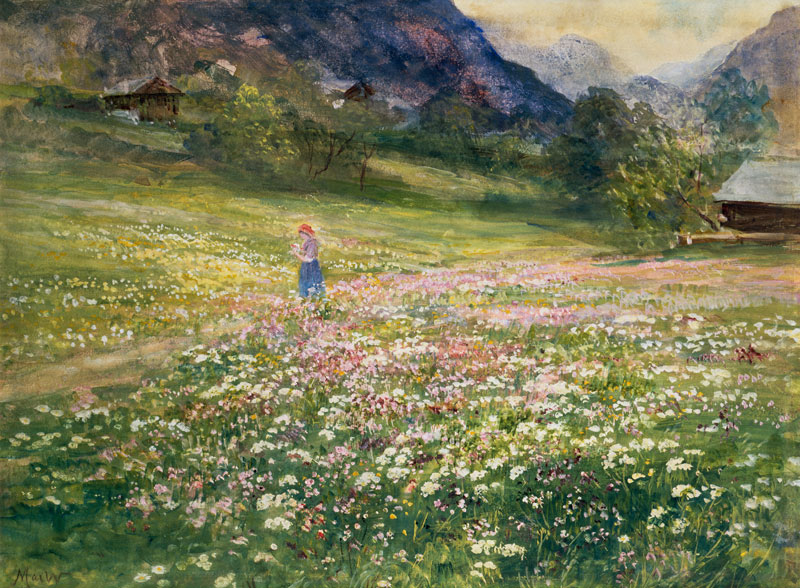 Girl in a Field of Poppies van John MacWhirter