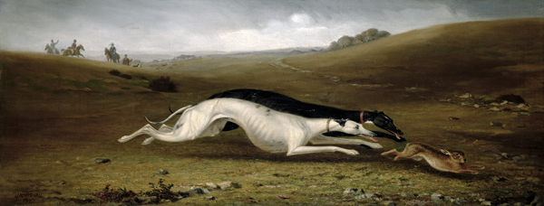 Hare Coursing in a Landscape van John Marshall