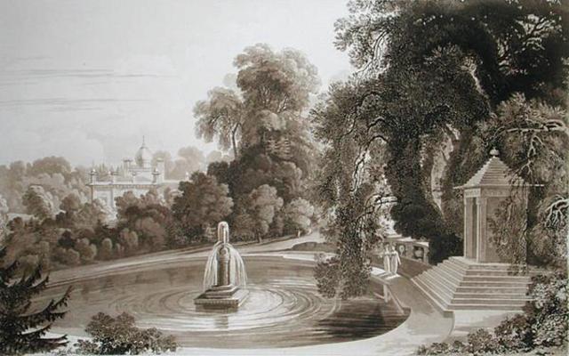View of the Temple of Suryah and the Fountain of Mahah Doo with a distant view of the north side of van John Martin